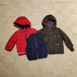 Lot of 2 jackets and 1 puffer vest baby boy 12 months